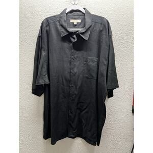 Pronto Uomo 4XLT Black Linen Shirt Button Front Short Sleeve Casual Mens